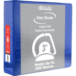 Slant D Ring View Binder with 2 Pockets, 3", Blue