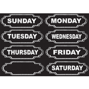 Die-Cut Magnets, Chalkboard Days of the Week, 8 Pieces