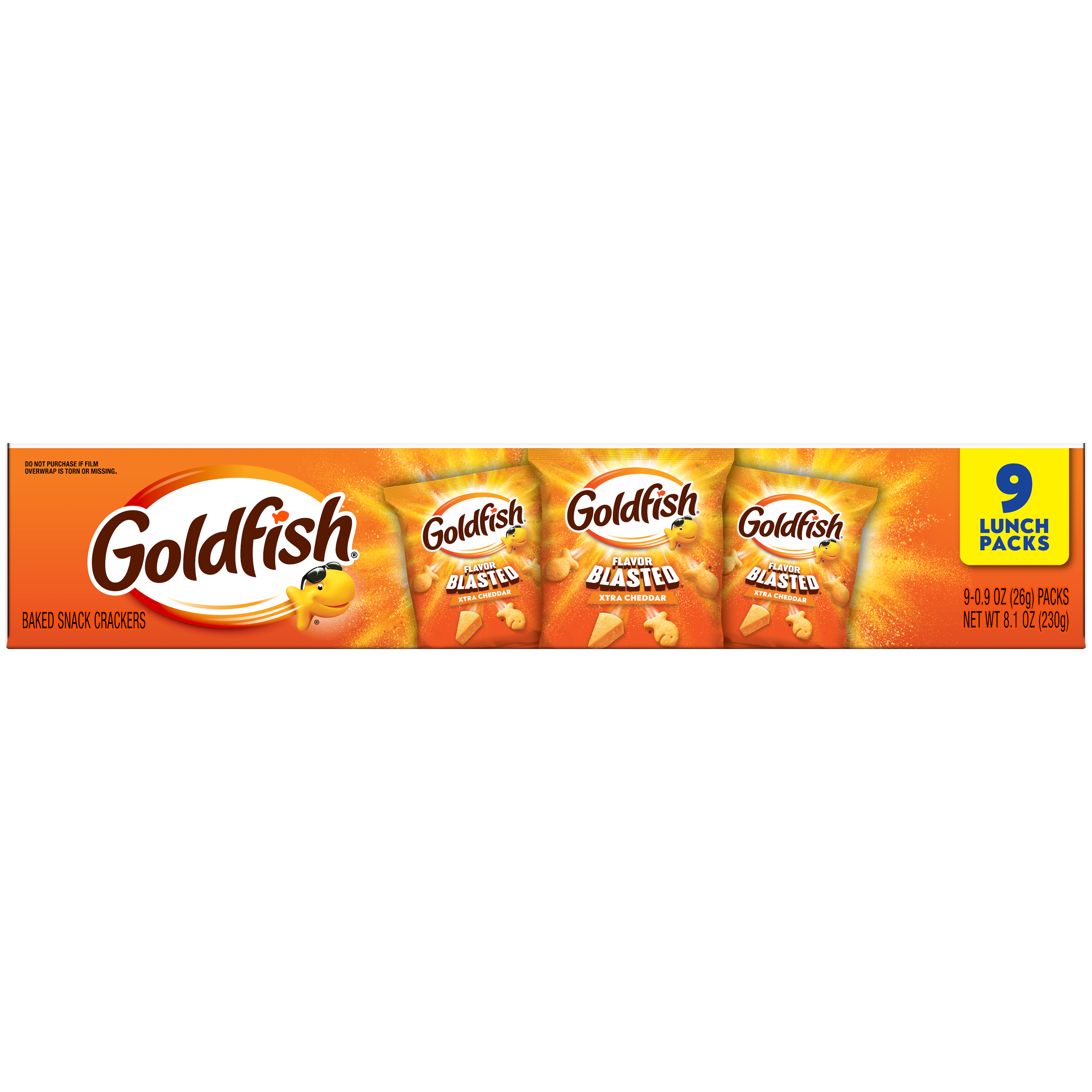 Goldfish® Xtra Cheddar, 9 count box, 0.9 oz, bag - Back Image