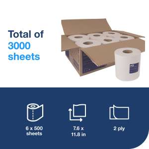 SCA120932, Tork, M2 Advanced Center-pull Towel, 7.6in x 492.5ft, 2 ply, White