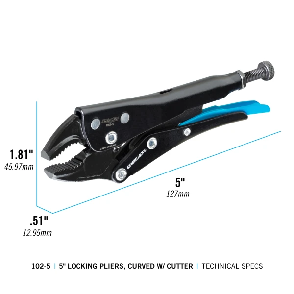 102-5 5-inch Curved Jaw Locking Pliers w/ Cutter