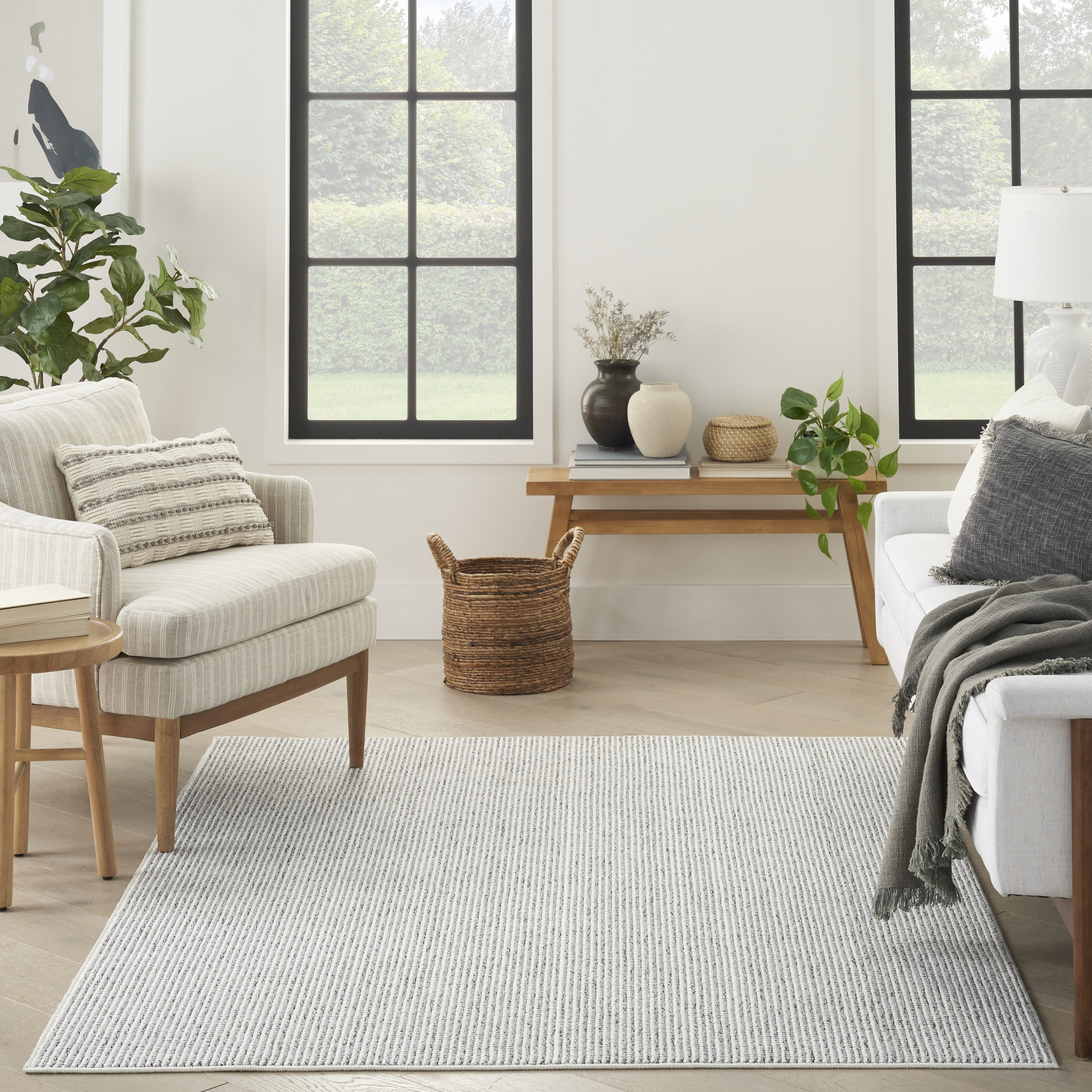 Nourison Natural Texture 6' x 9' Ivory Grey Farmhouse Indoor Rug