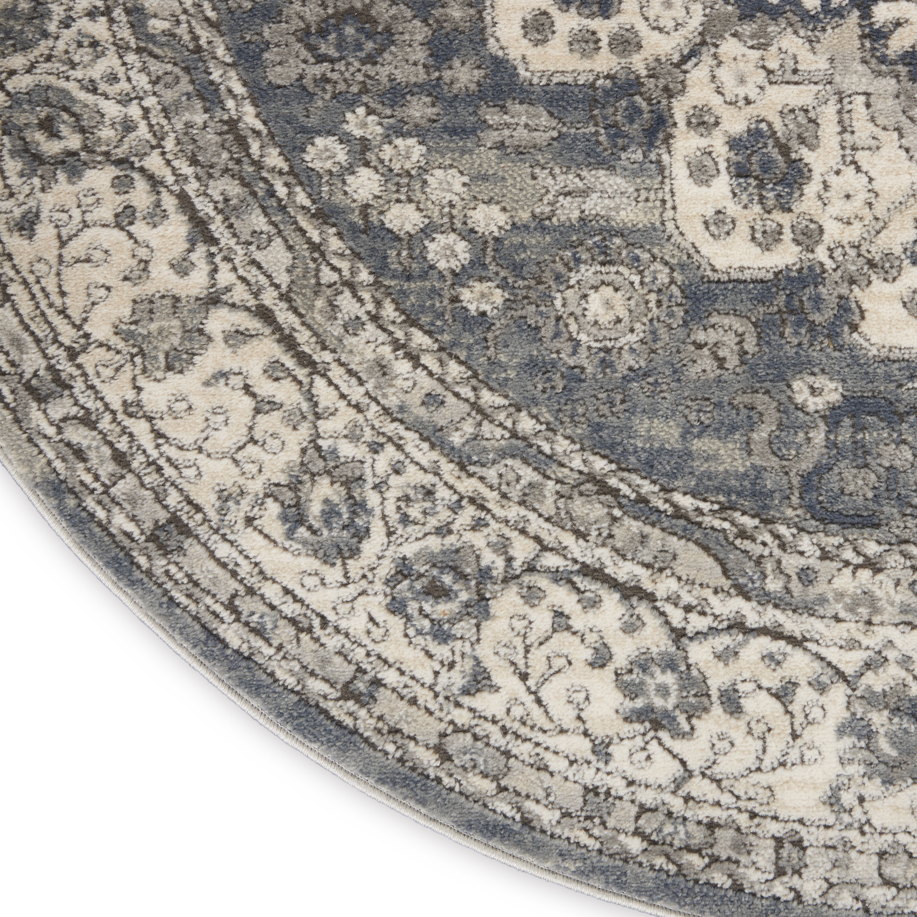 Nourison Quarry 4' x Round Grey Ivory Vintage Indoor Rug