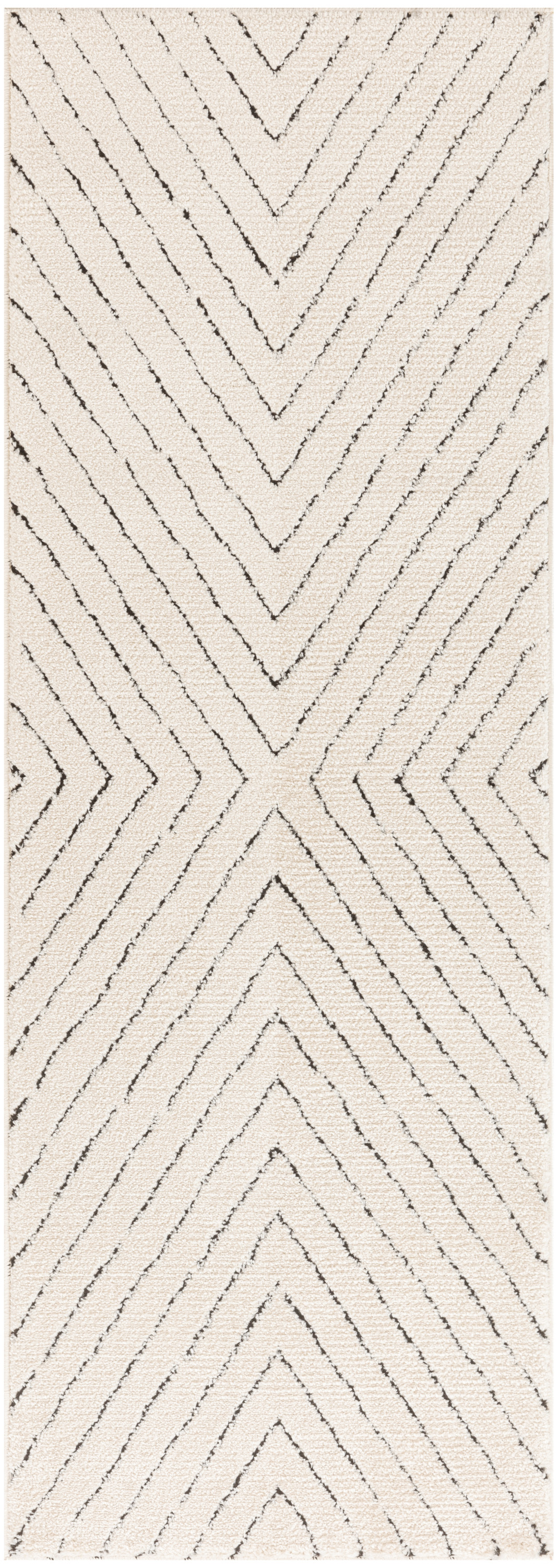 Nourison Modern Comfort 2'2" x 6' Ivory Black Scandinavian Indoor Rug