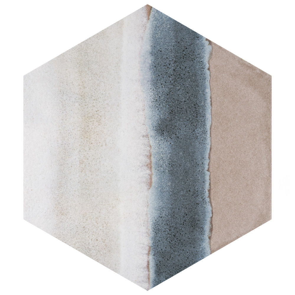 Matter Hex Canvas Taupe Blue 7-7/8 in. x 9 in. Porcelain Floor and Wall Tile