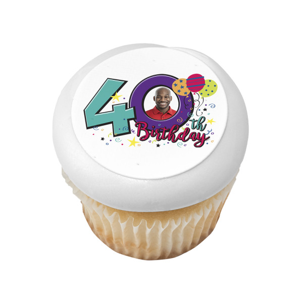 Happy 40th Birthday PhotoCake® Edible Image® Frame