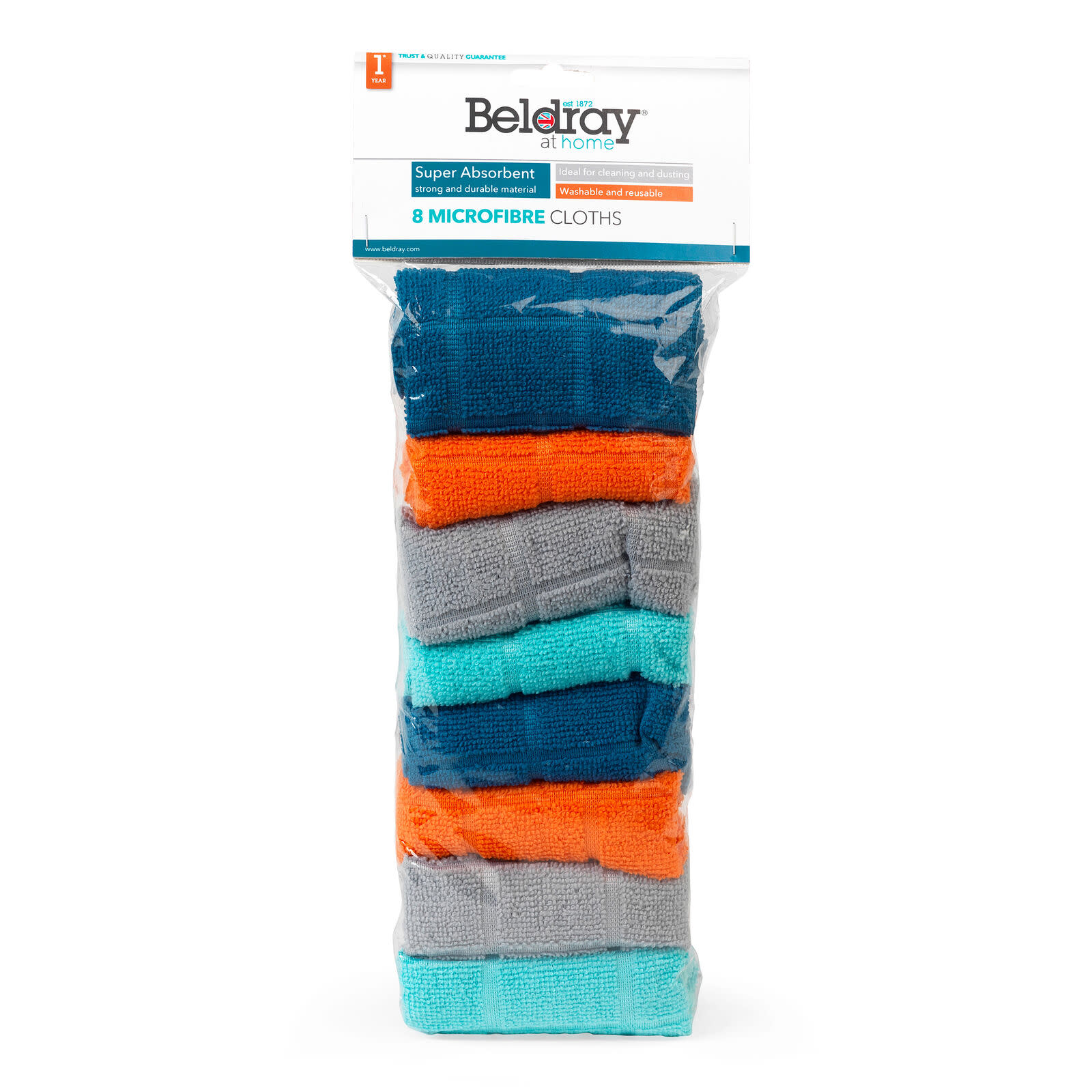 Beldray Microfibre Cloths Cleaning Dusting Cloth Washable 8 Pack Mixed Colours