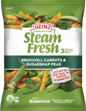 Heinz Steam Fresh® Broccoli, Carrots & Sugarsnap Peas 450g