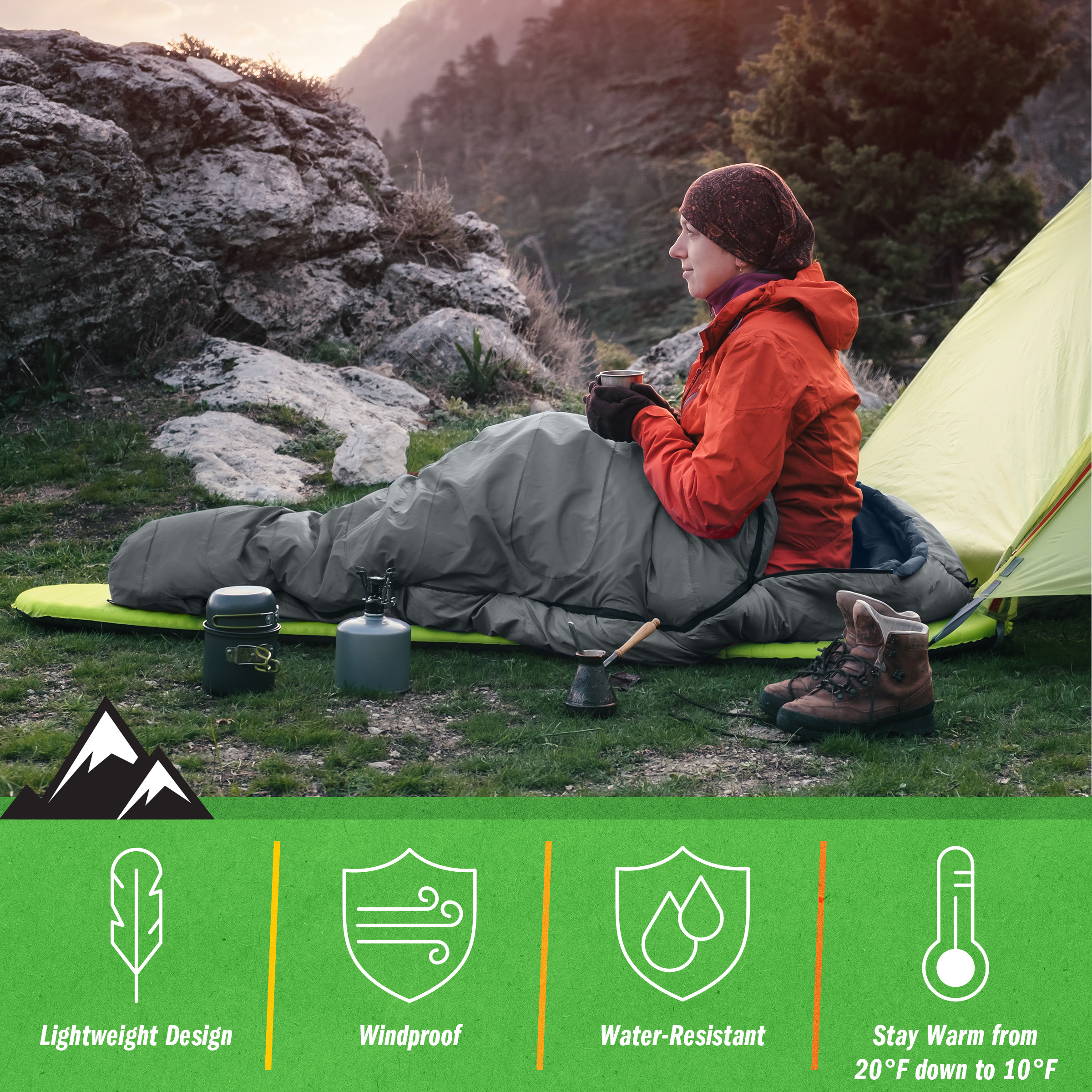 Wakeman Outdoors Mummy Sleeping Bag, Camping Equipment