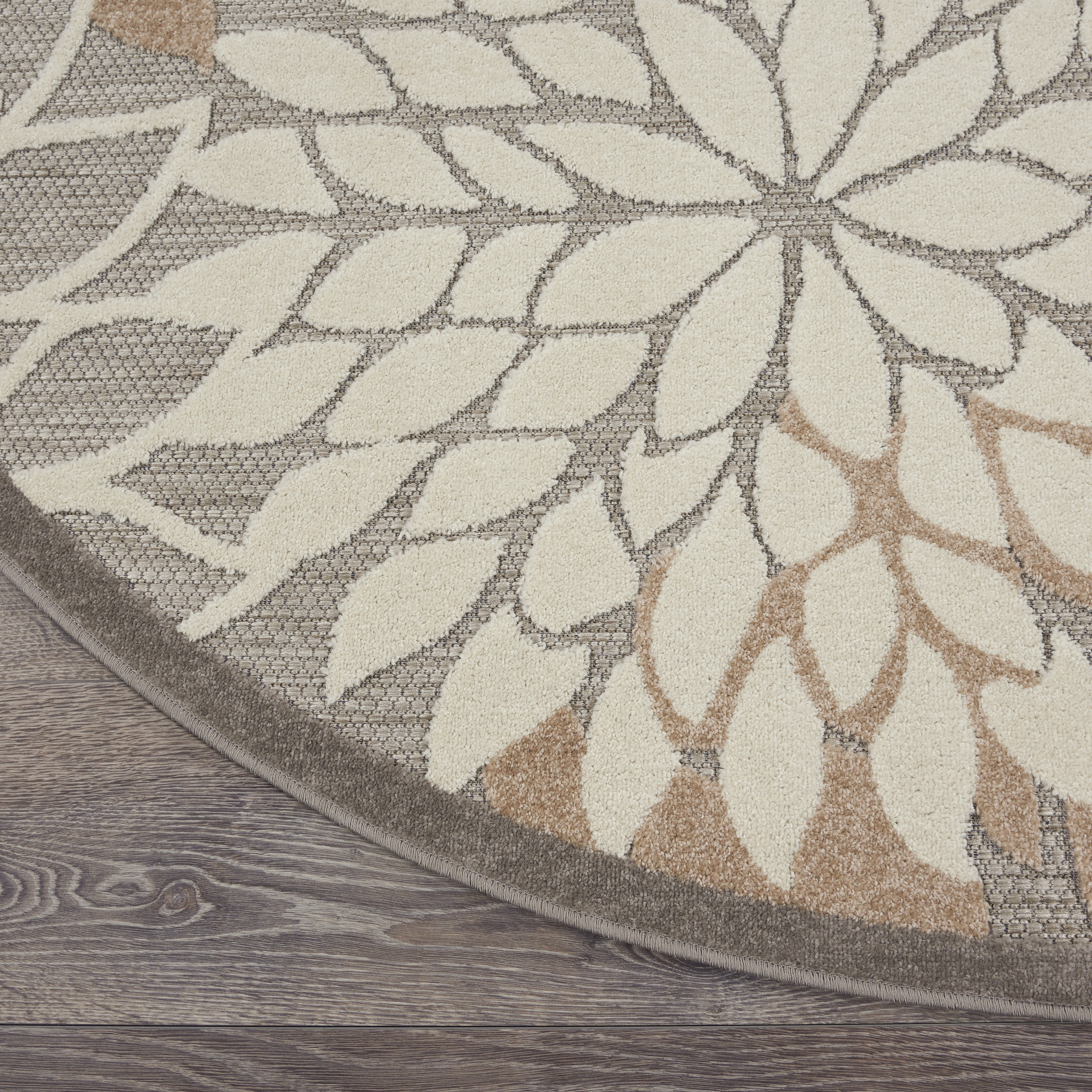 Nourison Aloha 7'10" x Round Natural Tropical Rug