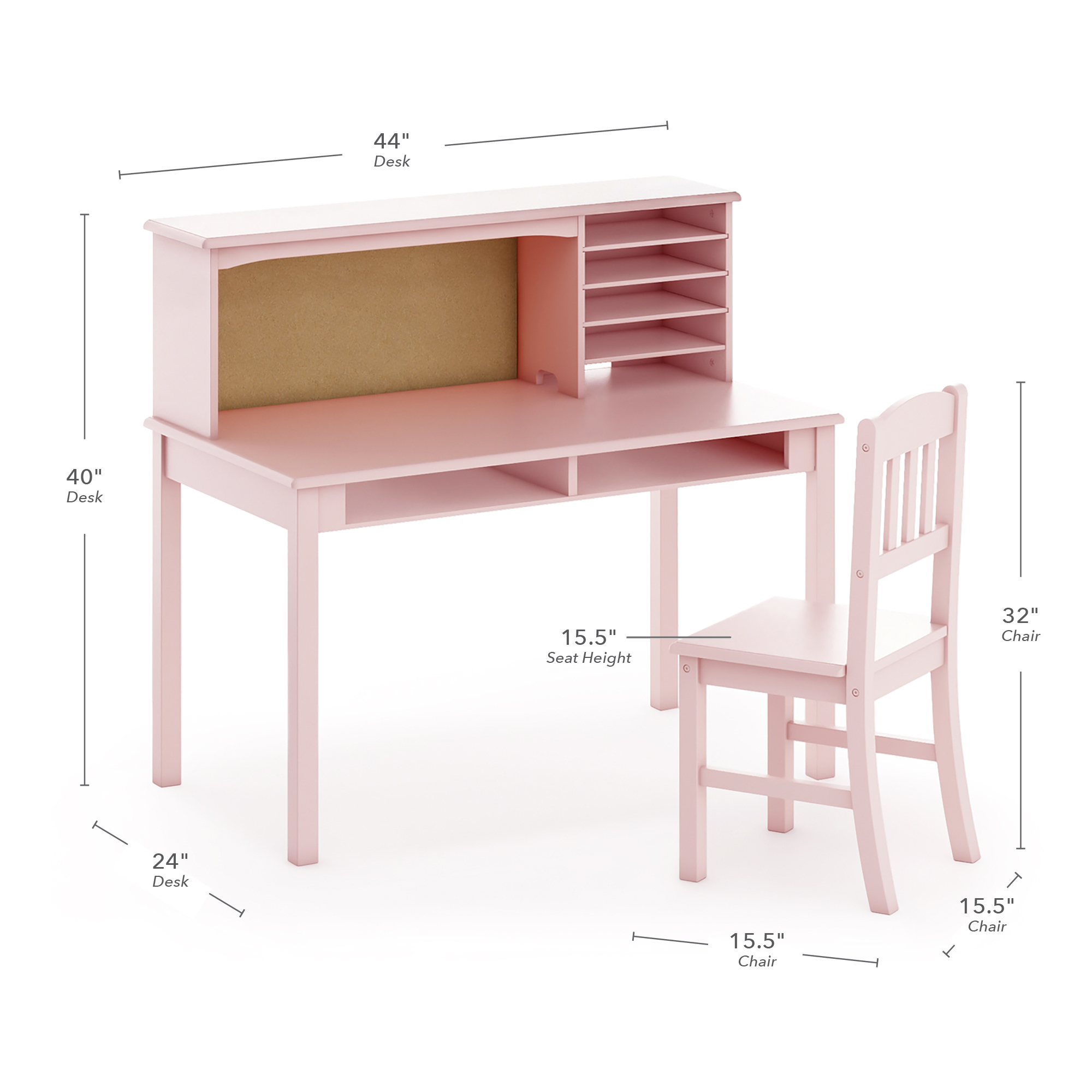 Kids' Media Desk and Chair Set – Pink - Guidecraft Kids’ Furniture and Toys