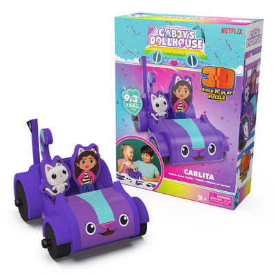 Spin Master, Gabby's Dollhouse 3D Build N' Play Puzzle, Carlita 9.3-inch Vehicle Foam Puzzle, Ages 3+
