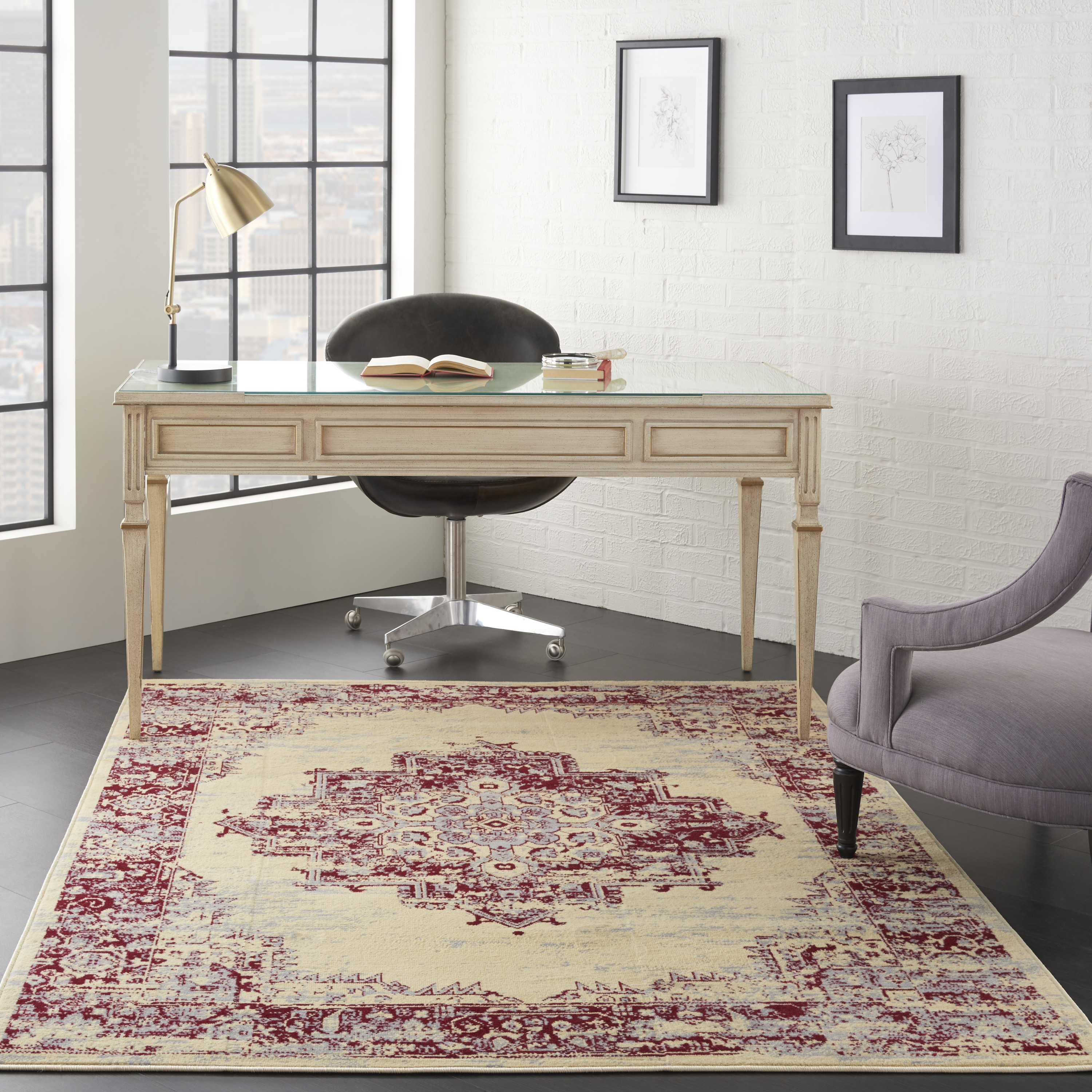 Nourison Grafix 5'3" x 7'3" Cream Red Vintage Indoor Rug