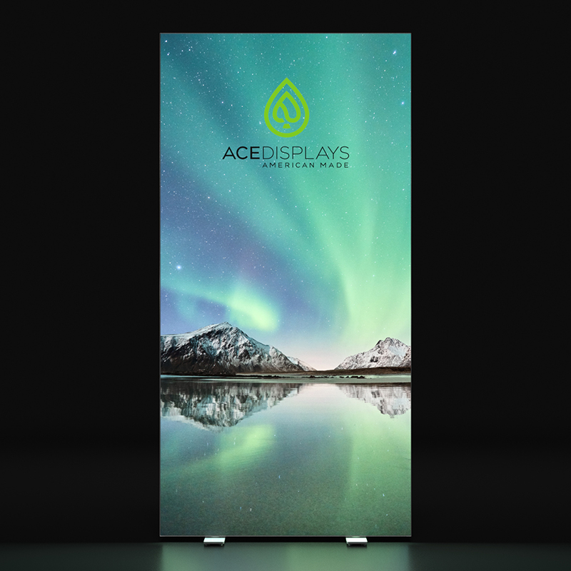 Lumos Dynamic Banner Stand - 40"w x 80"h - Front Graphic with Back Reflector Fabric Panel