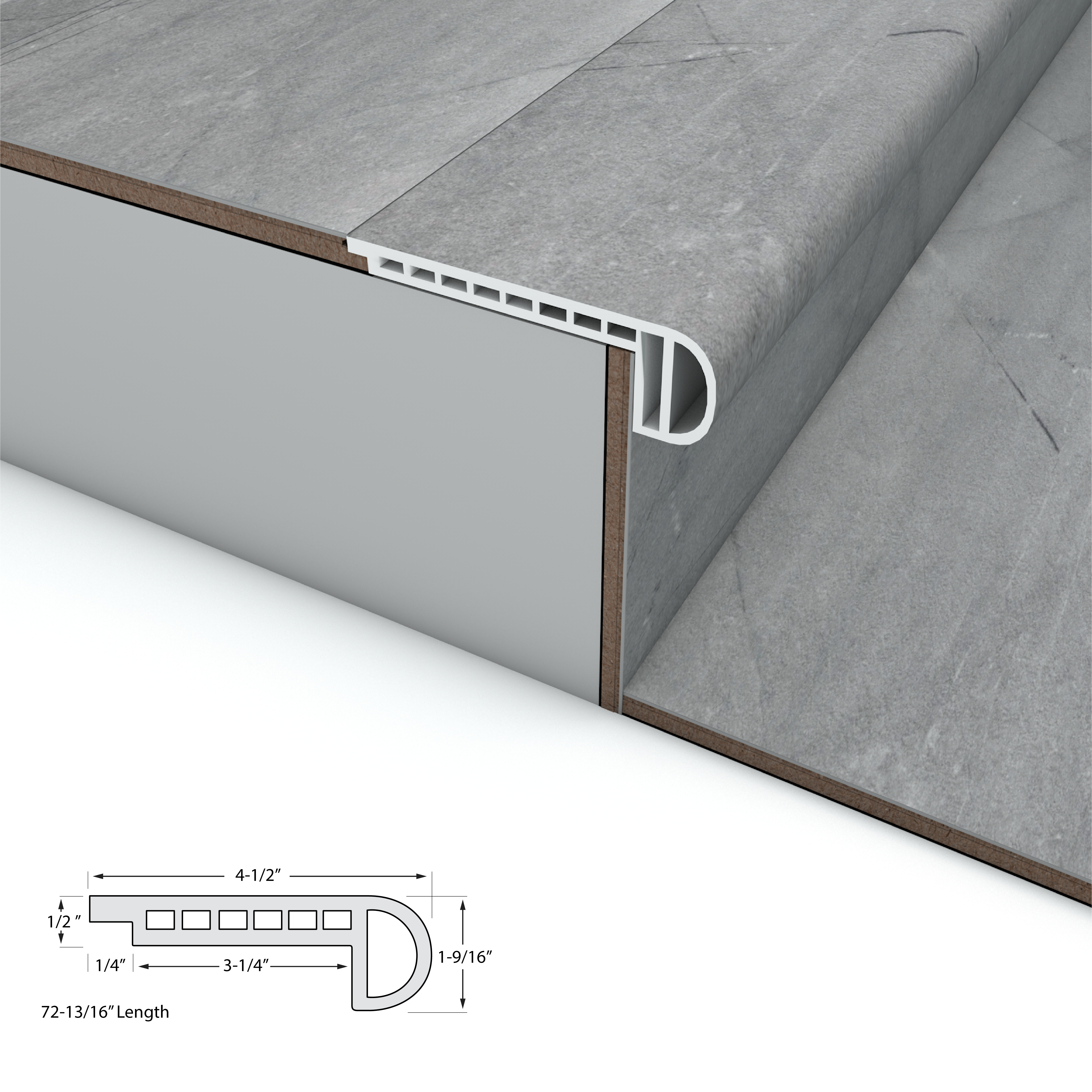 Tiburon Marble CALI Vinyl Shorebreak Stair Nosing Flush view 3