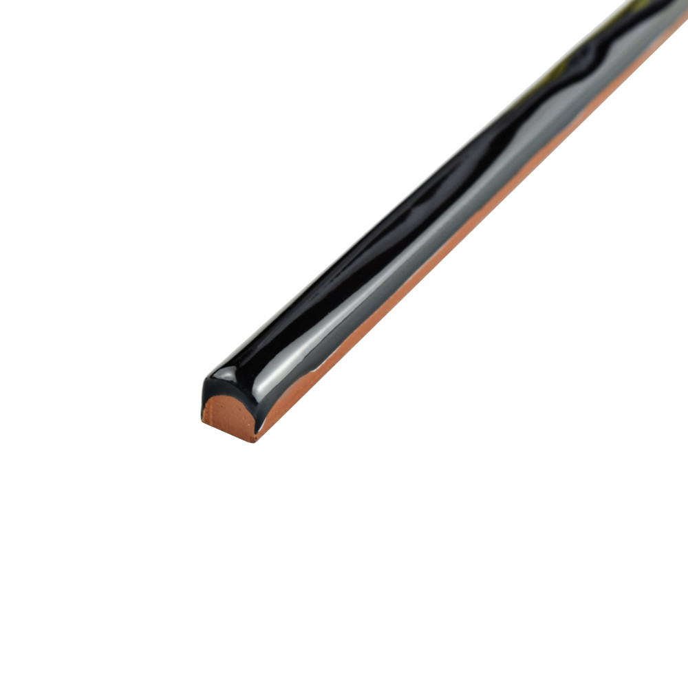 Rugosa Nero Brillo 3/8 in. x 7-7/8 in. Ceramic Wall Trim