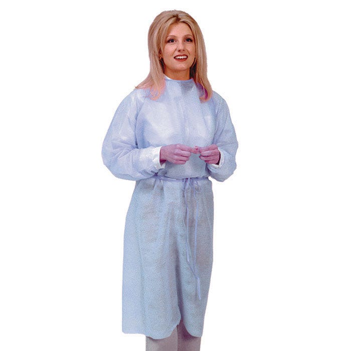 Isolation Gown with Elastic Cuff Latex-Free Blue - 50/Case