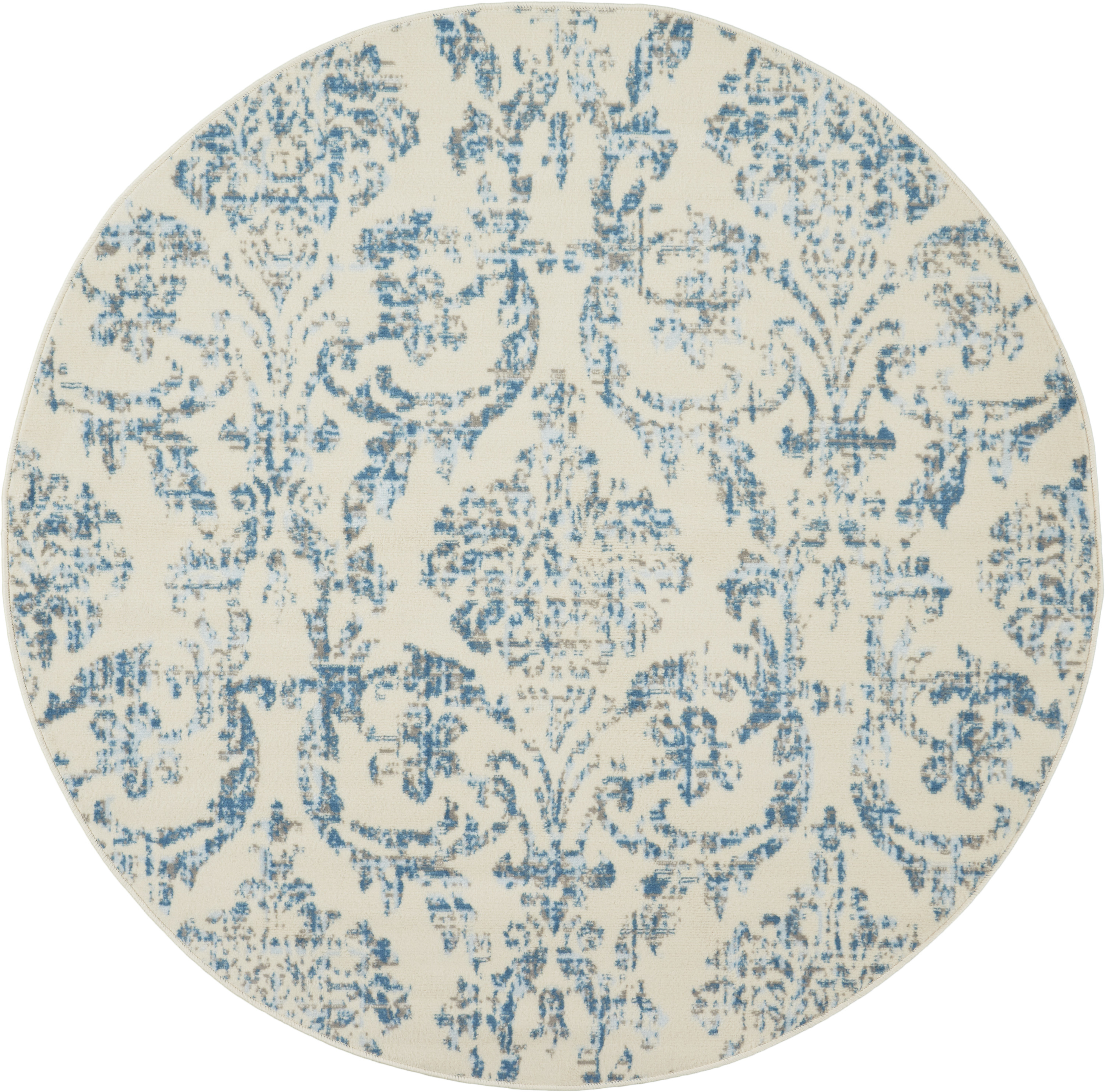 Nourison Jubilant 5'3" x Round Ivory Blue Vintage Indoor Rug
