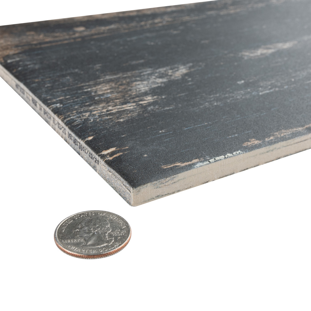 Retro Nero 8-1/4 in. x 23-1/2 in. Porcelain Floor and Wall Tile ...