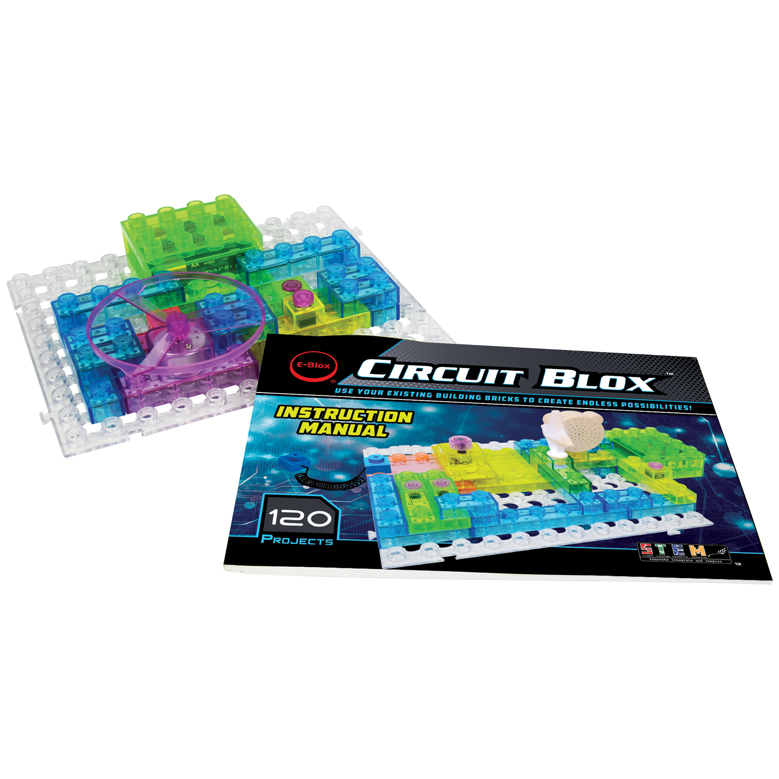 E-Blox Circuit Blox 120, Circuit Board Building Blocks, 49 Pieces image number null