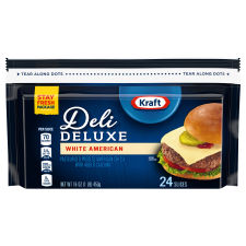 Kraft Deli Deluxe White American Cheese Slices, 24 ct Bag