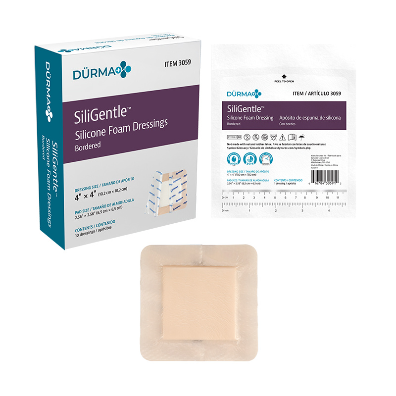 SiliGentle™ Silicone Bordered Foam Dressings - 4" x 4" - 3059