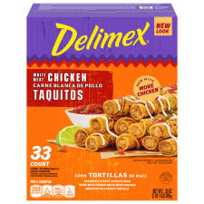 Delimex White Meat Chicken Corn Taquitos, 33 ct Box