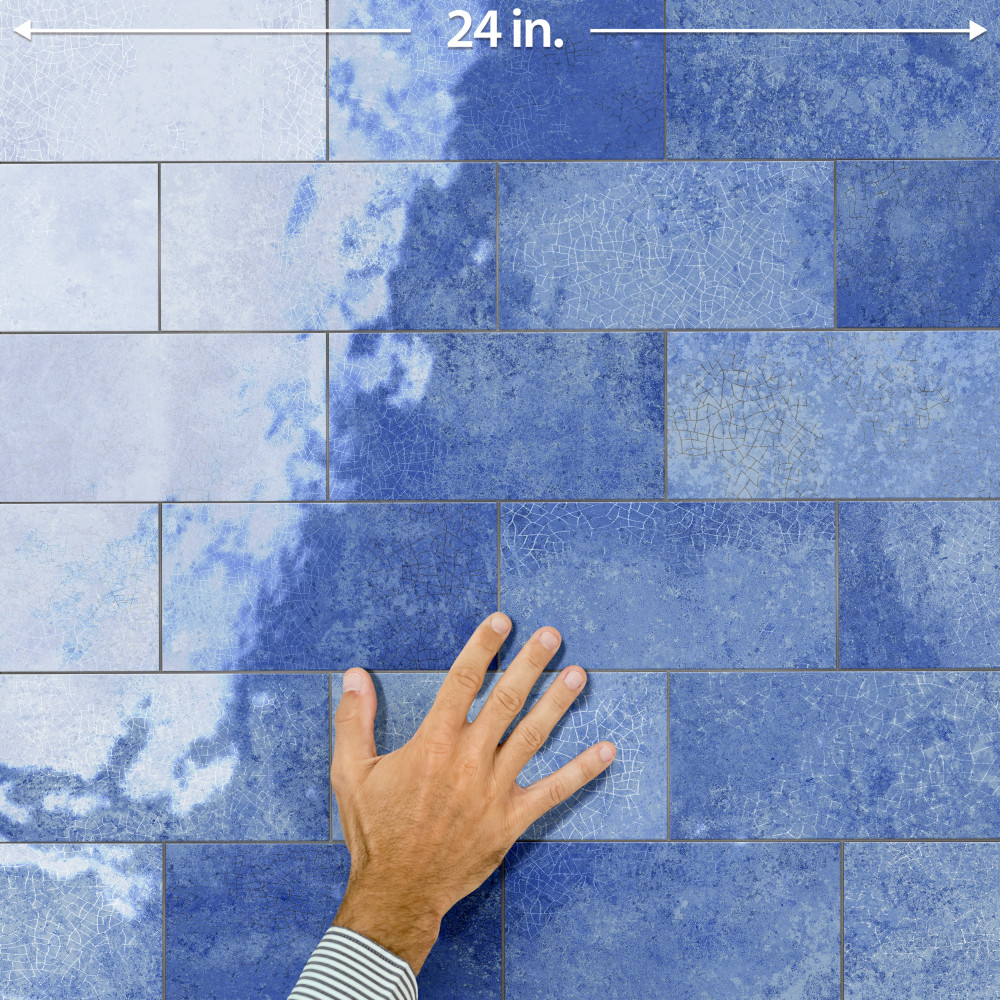 Myst Blue Lava 4 in. x 8 in. Ceramic Wall Tile