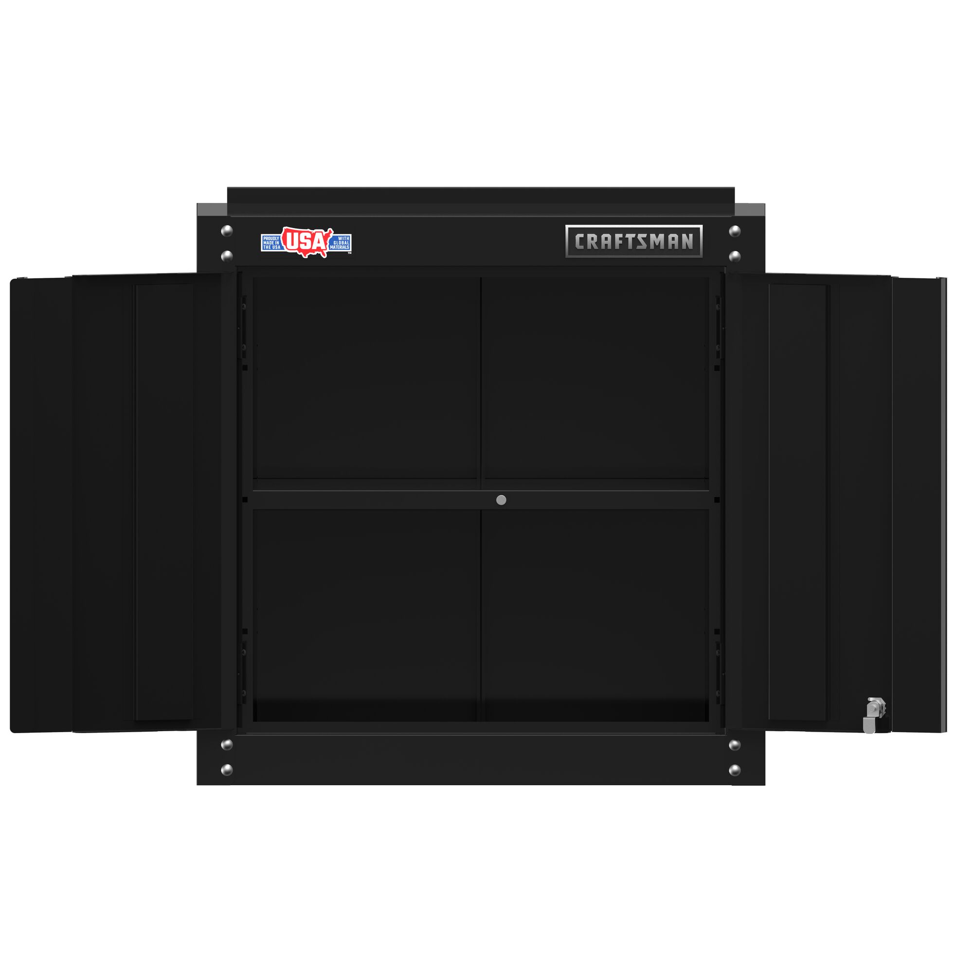 CRAFTSMAN 28-in wide by 28-in high storage wall cabinet straight forward view with doors open
