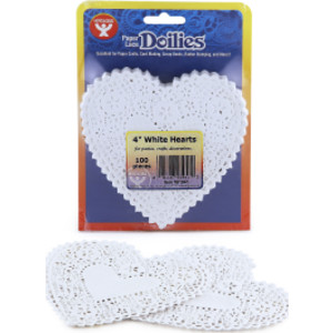 Heart Doilies, White, 4", Pack of 100