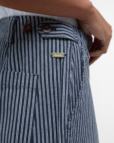 Sonia Striped Straight-Leg Trousers Navy/Salt Stripe