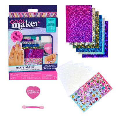 Cool Maker, Mix & Mani Foil Nail Kit with 6 Sheets & Stickers for 5 DIY Manicures (Packaging May Vary), Arts and Crafts Kids Toys for Ages 7 and up