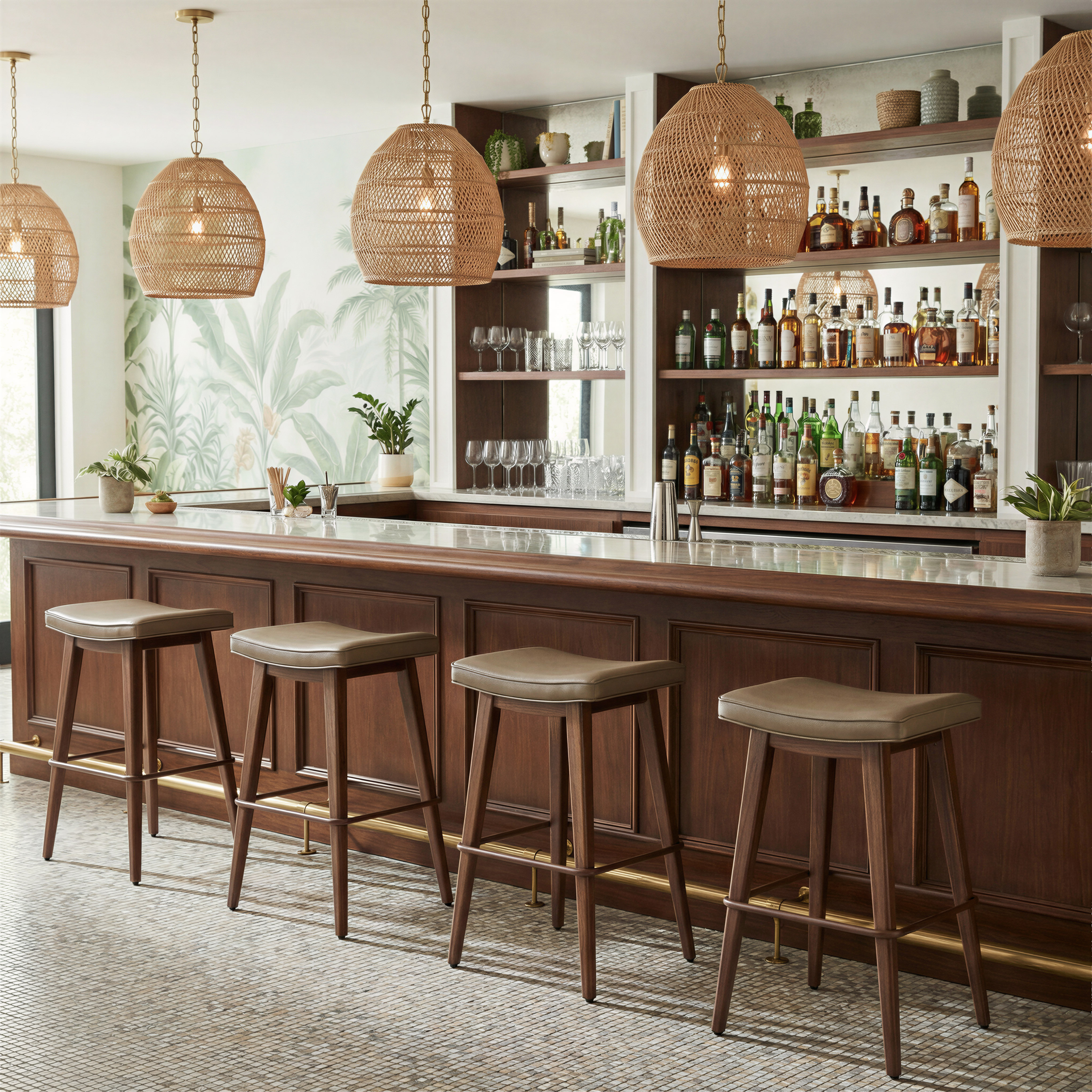Divat Barstool (Set of 2) Taupe & Walnut product image