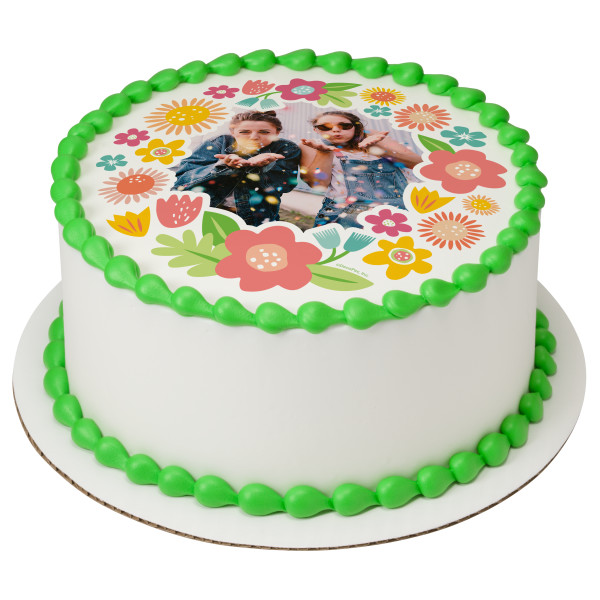 Delicate Florals Wreath PhotoCake® Edible Image® Frame