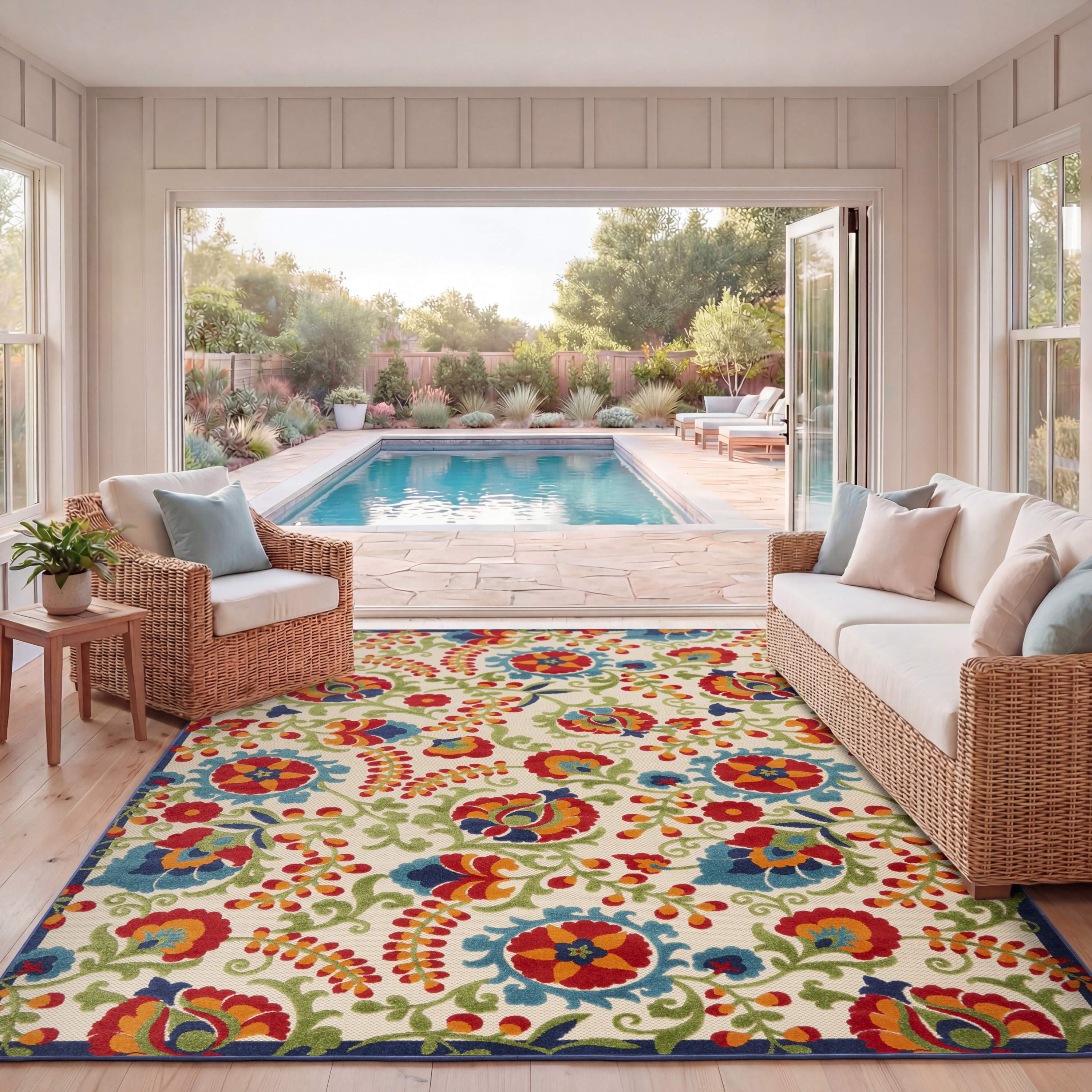Nourison Aloha 7'10" x 10'6" Multicolor Farmhouse Rug