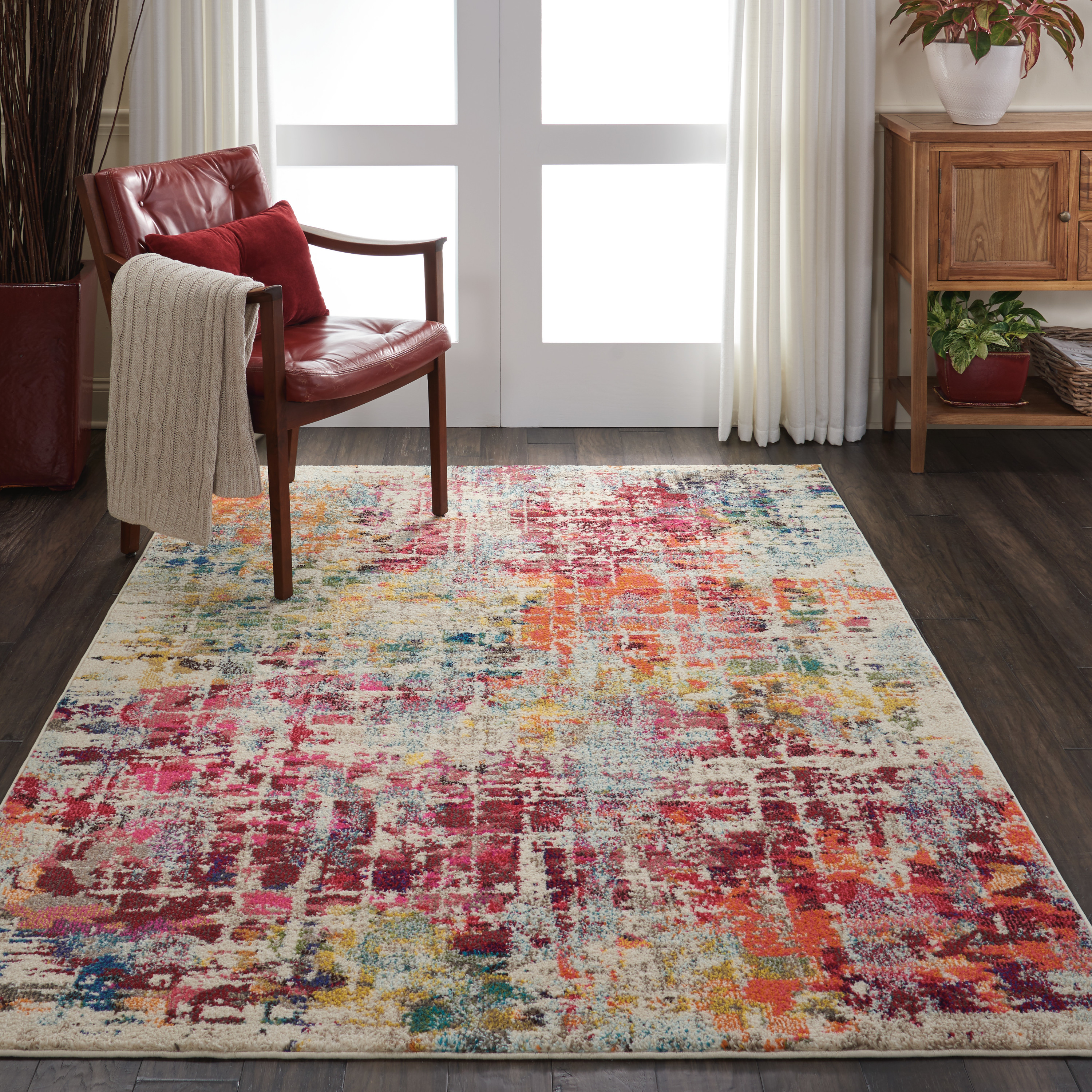 Nourison Celestial 5'3" x 7'3" Pink Multicolor Modern Indoor Rug