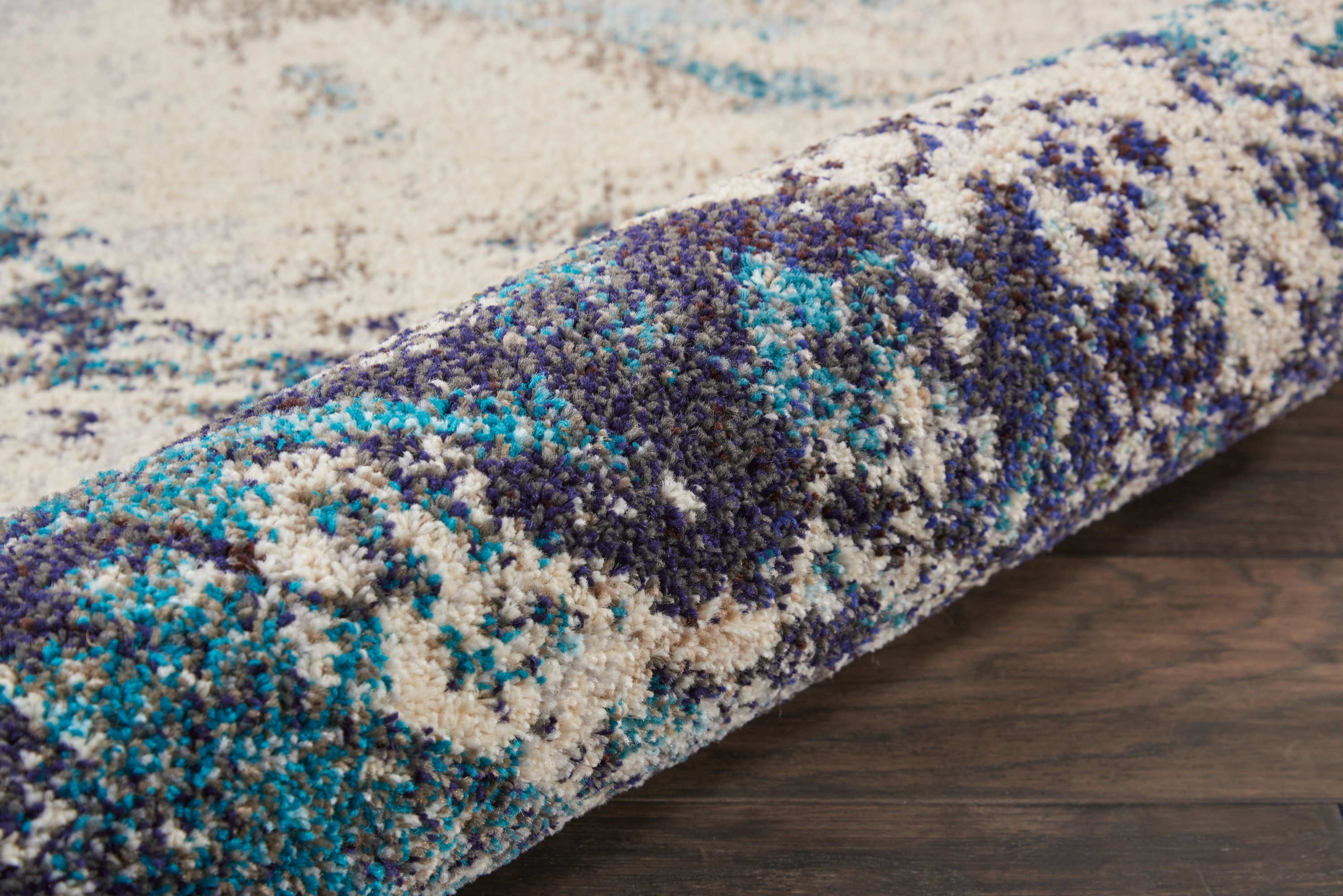 Nourison Celestial 5'3" x 7'3" Ivory Teal Blue Modern Indoor Rug