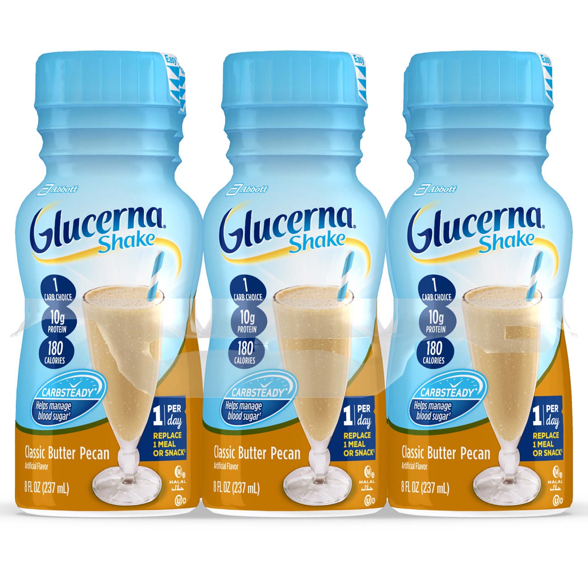 Glucerna® Original Shake, Butter Pecan Flavor, 8-ounce bottle