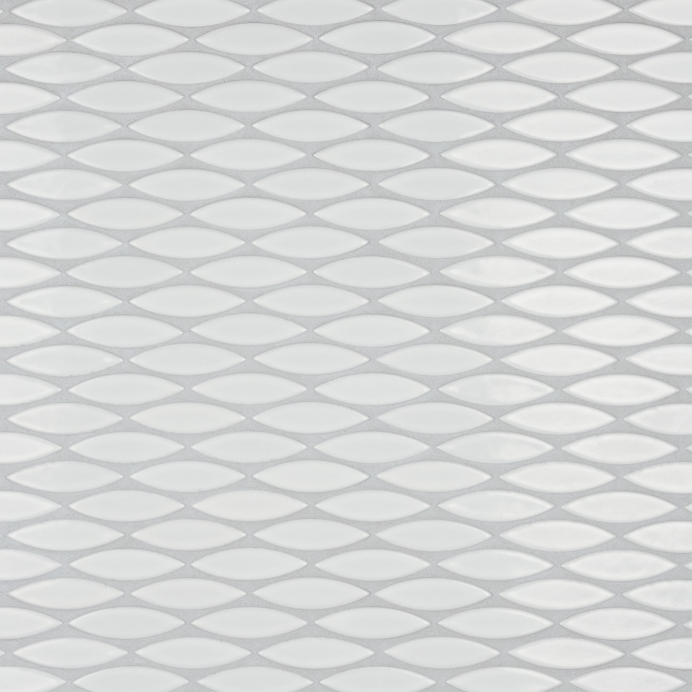 Pescado Glossy Blanco 12 in. x 12-1/2 in. Porcelain Mosaic Tile