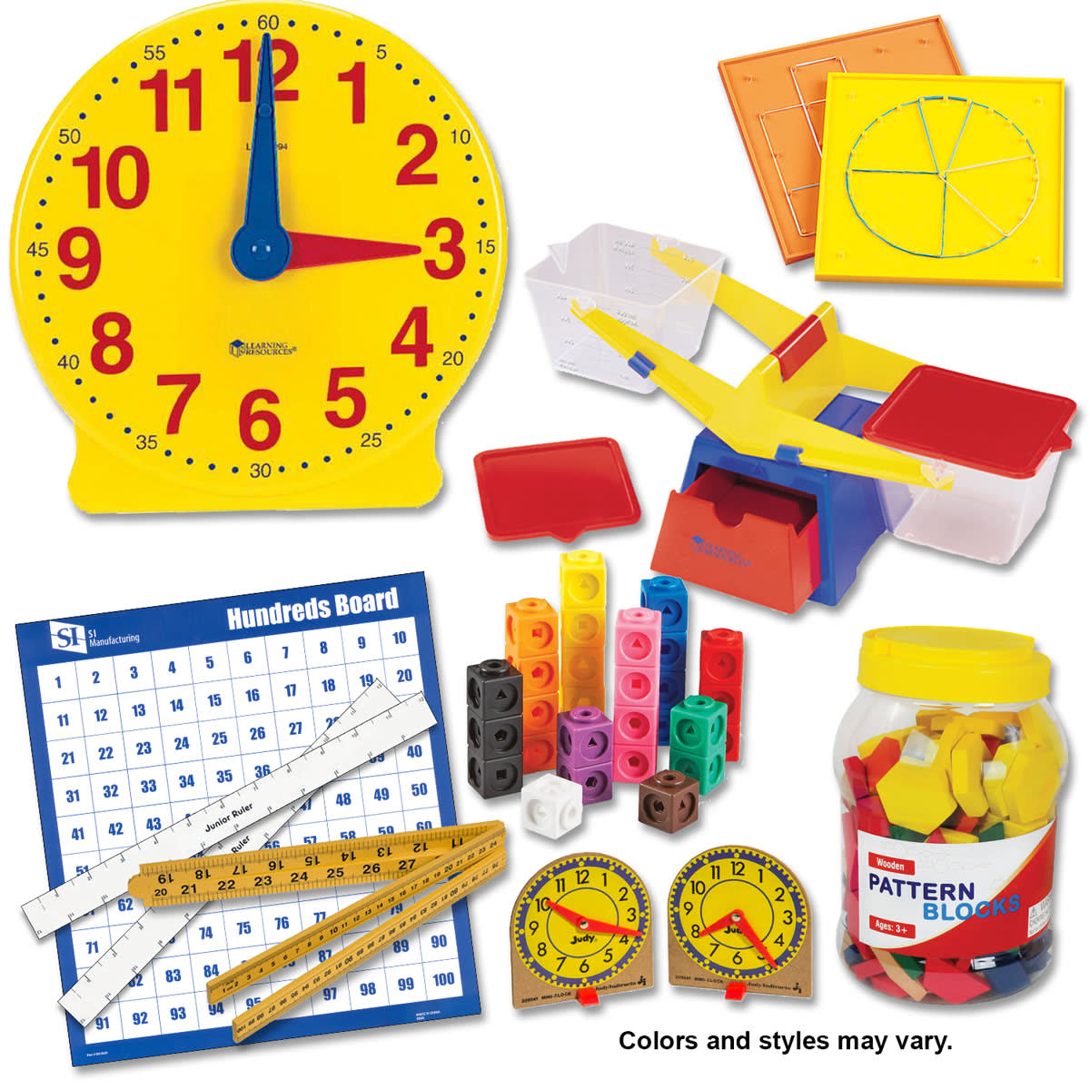 Saxon Math Manipulative Kit 1 (Wooden Pattern Block Upgrade, Optional Items)