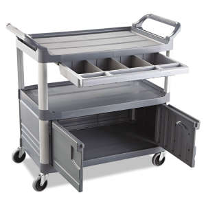 Rubbermaid Commercial, XTRA™, Instrument Cart with Lockable Doors and Sliding Drawer, Gray