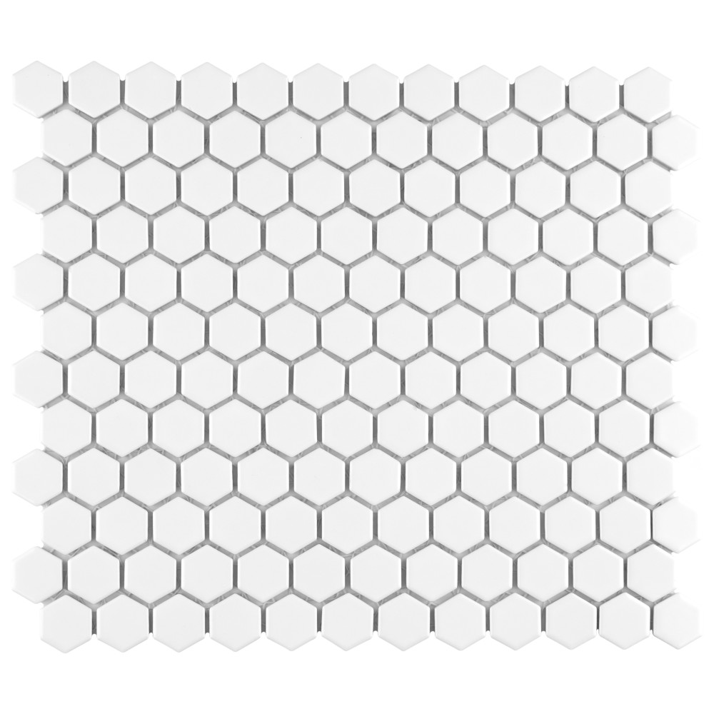 Metro 1″ Hex Matte White 10-1/4 in. x 11-7/8 in. Porcelain Mosaic Tile