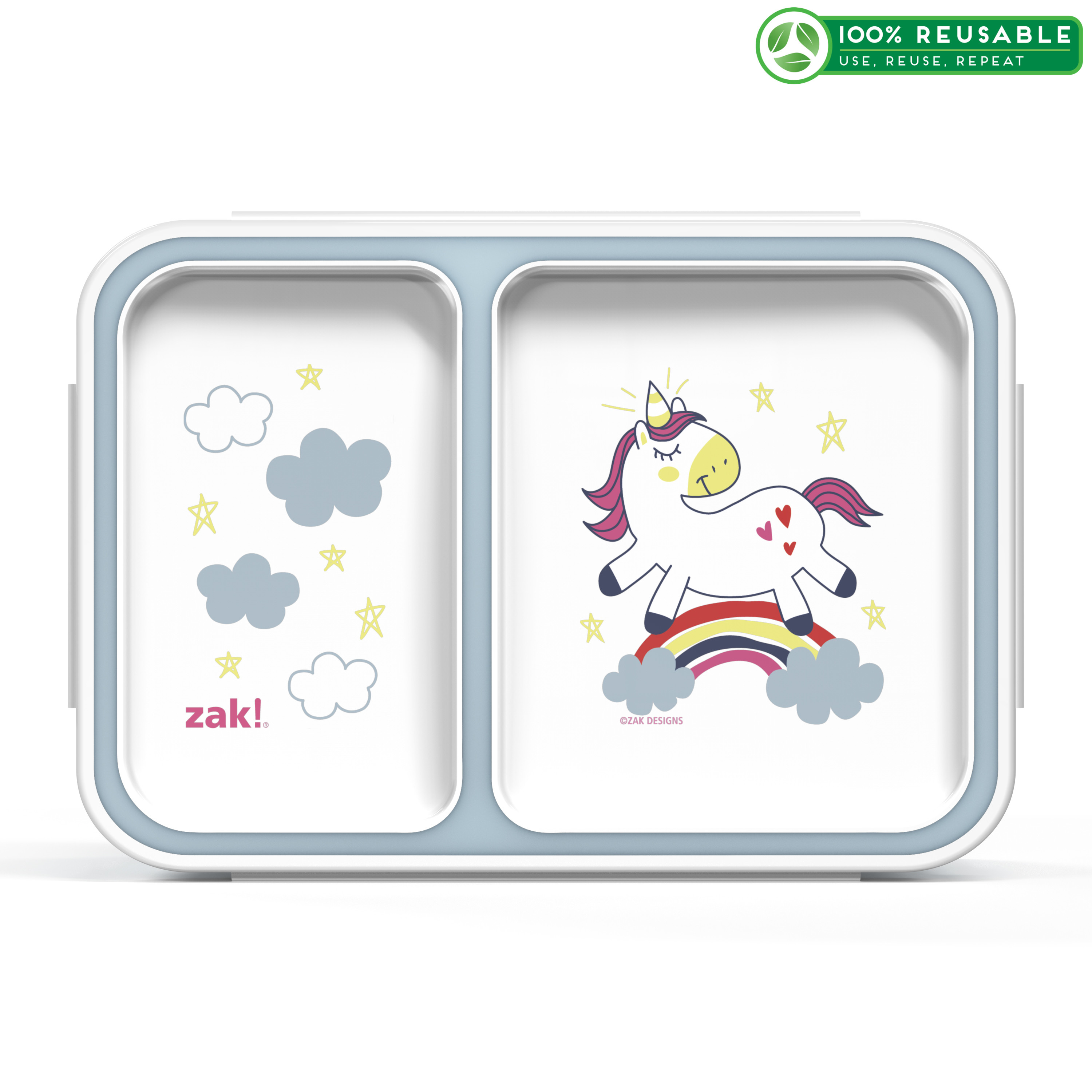 Happy Things Dual-compartment Reusable Bento Box, Unicorns slideshow image 1 Happy Things Dual-compartment Reusable Bento Box, Unicorns slideshow image 1
