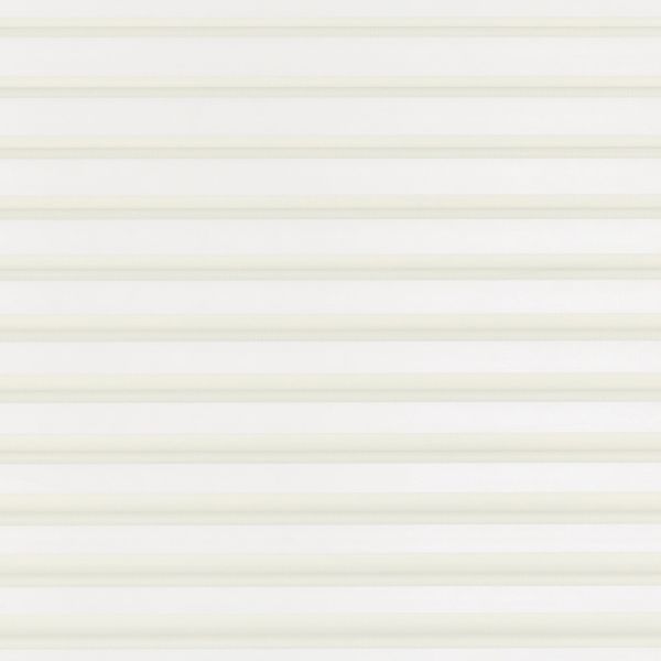 Sheer horizontal zebra blinds fully lowered, alternating opaque and translucent ivory bands; filtering soft daylight and diffusing light into a neutral, minimally furnished interior with no outside view.