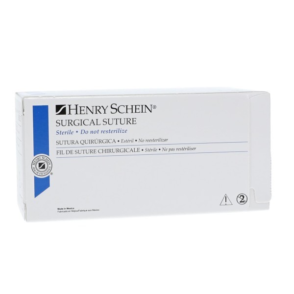 Henry Schein 3-0 Black Braided Silk Sutures, C-6, 18"