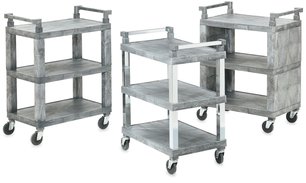 Three-shelf enclosed utility cart