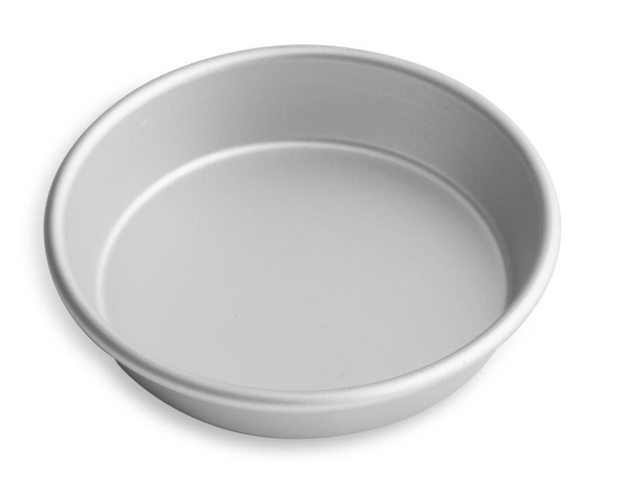 8-inch solid tapered press-cut aluminum pizza pan with Clear Coat anodized finish