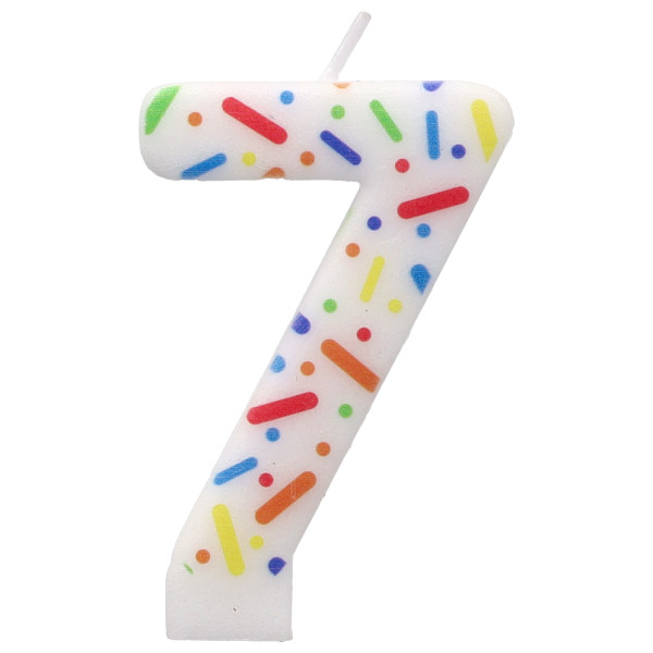 7 Rainbow Sprinkle Numeral Candles