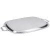 23 ½-inch Elegant Reflections oblong stainless steel serving tray with handles
