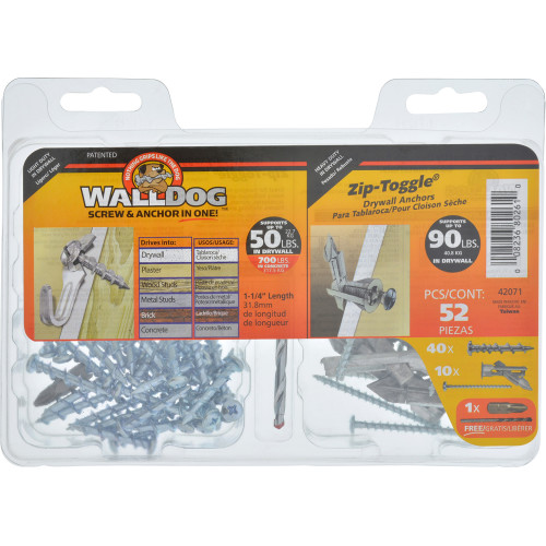 WALLDOG Screw & Anchor In One! Drill Toggle Kit